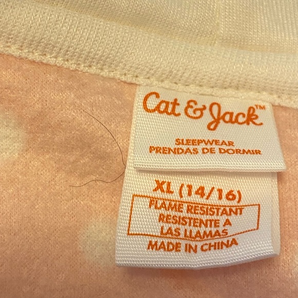 Cat & Jack Girls XL pastel pink & white lamb onesie pajamas w/ front fuzzy heart - Picture 4 of 4